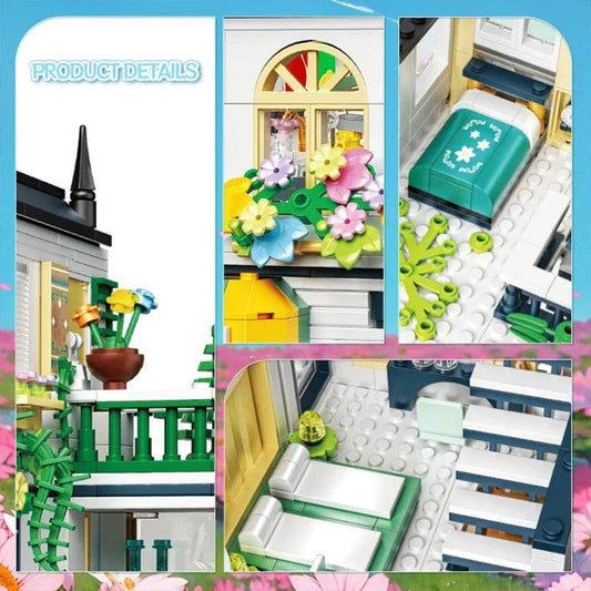 998PCS City Flower House Building Blocks Creative Plant Villa - ToylandEU