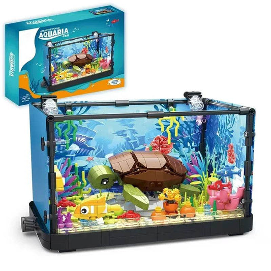 A Fish Tank Construction Kit With Lights MOC Ocean Aquarium Marine Animal Building Block Toys Building Block Toy Gifts - ToylandEU