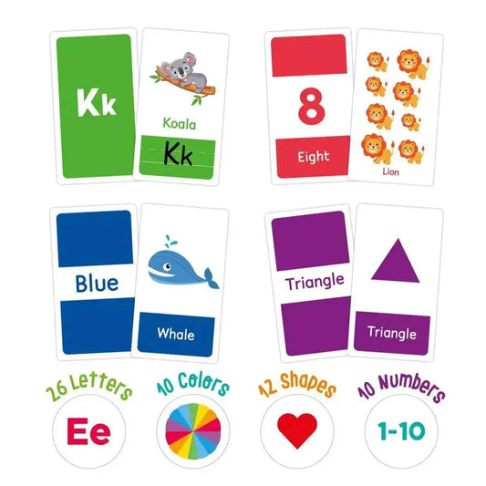 58PCS ABC Alphabet Flashcards Montessori Early Education Toys for Kids Learning Shapes Animals - ToylandEU