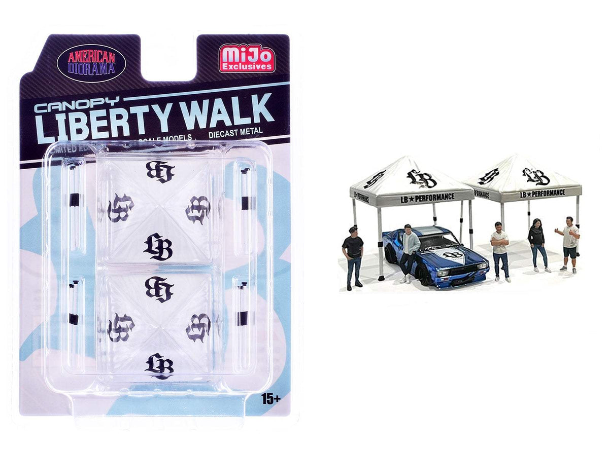Liberty Walk Canopy 2 Piece Set White | 1/64 Diecast Model Car | American Diorama | Liberty Walk Series
