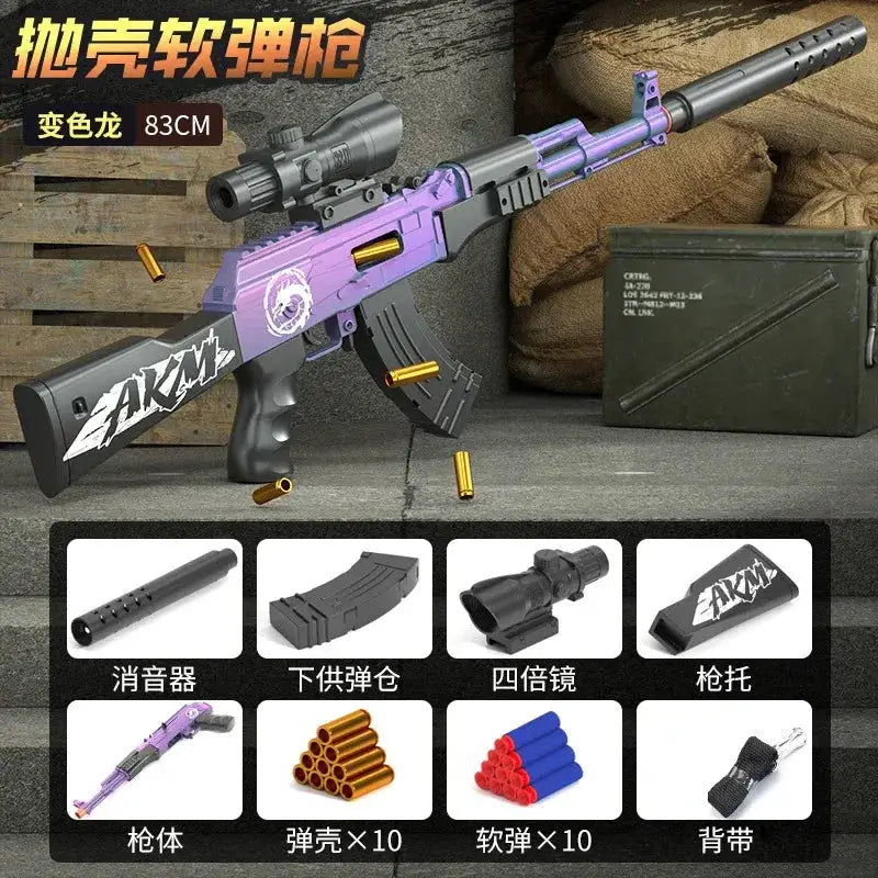 AK47 Toy Gun With Manual Shell Ejection And Soft Bullets - ToylandEU