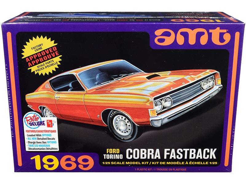 1969 Ford Torino Cobra Fastback 3-in-1 Kit | 1/25 Plastic Model Kit | AMT | Collector Quality