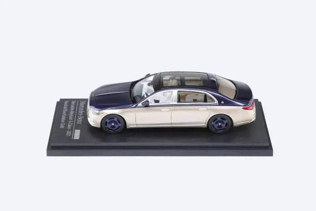 AR BOX 2021 Mercedes-Benz Maybach W223 Blue-Gold 2-Tone Licensed Product 1:64 - ToylandEU