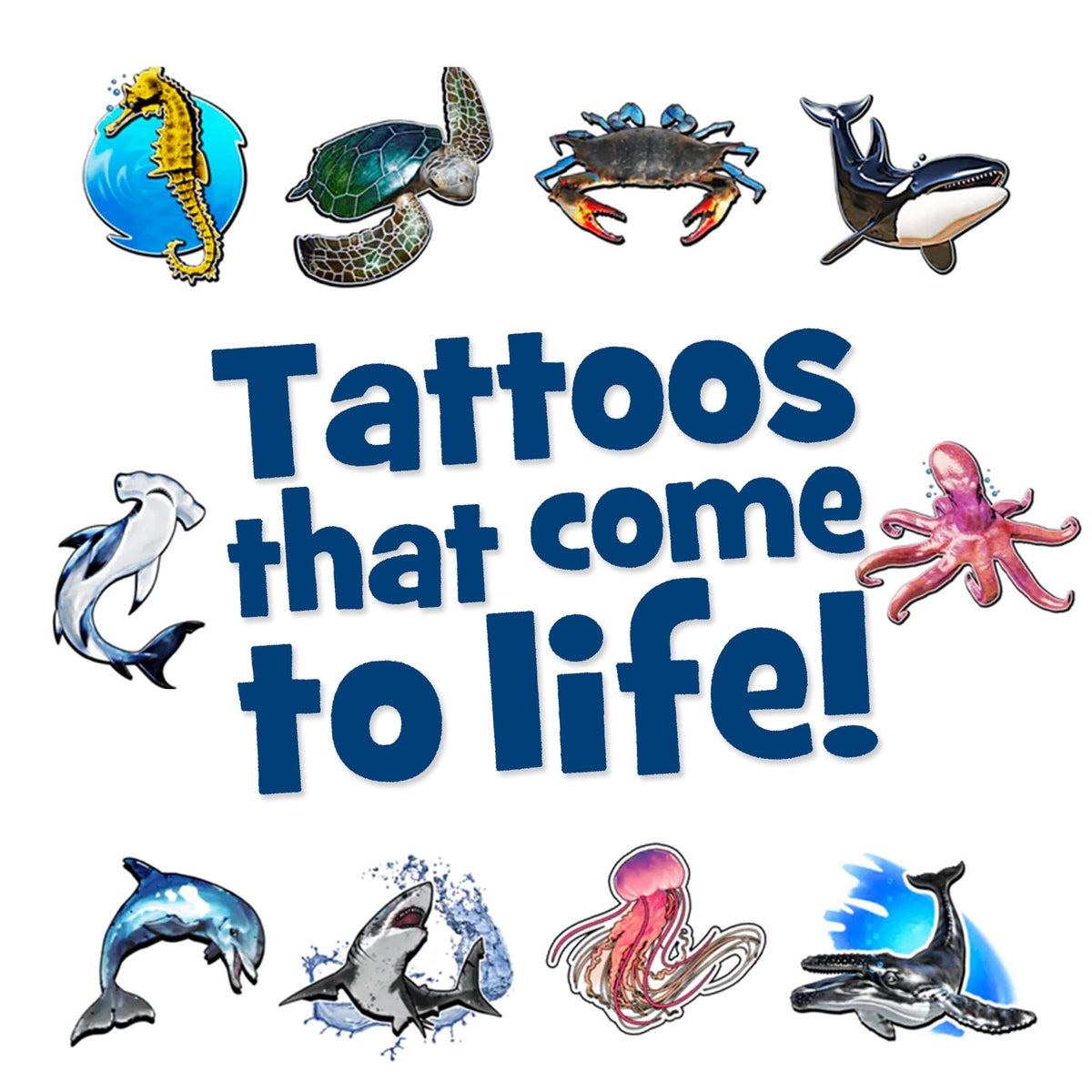 AR Temporary Tattoos | 3D Animated Sea Creatures | Toylandeu™