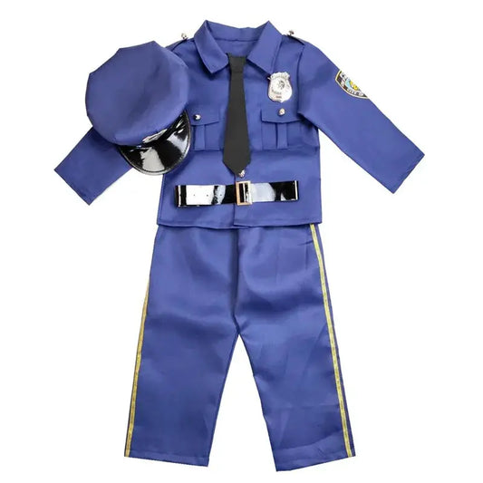 Kids Unisex Policeman Fancy Dress Costume Halloween Blue and Black FBI Uniform SWAT Police Officer Costume For Boys Girls - ToylandEU