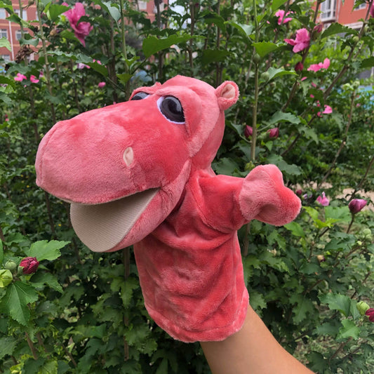 Adorable 24cm Red Hippo Baby Puppet - Fun Cotton Zoo Toy for Kids - ToylandEU