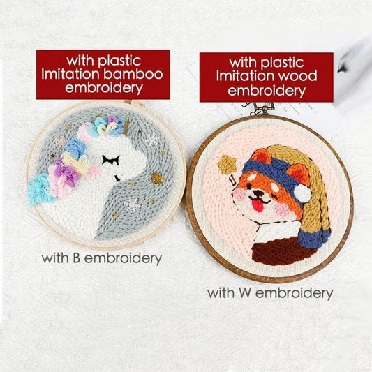 Adorable Cartoon Animal Punch Needle Embroidery Kit for Beginners - Cozy Yarn Craft Set for Home Decoration - ToylandEU