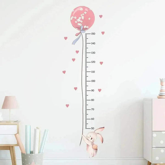 Adorable Height Chart Wall Stickers Pink Rabbit For Kids - ToylandEU
