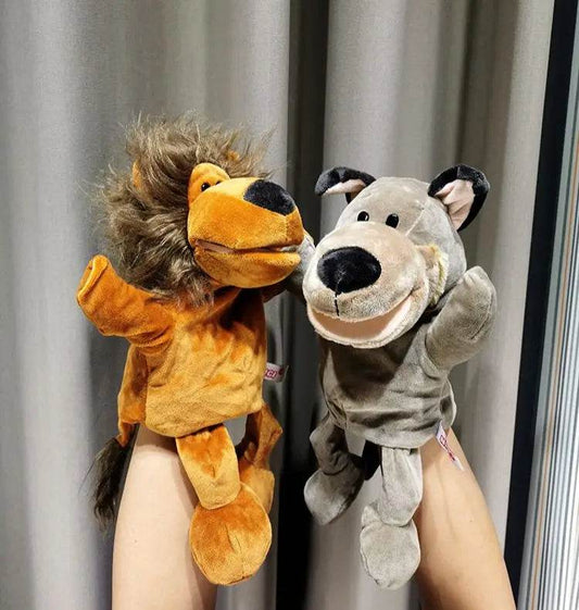Adorable Long-Legged Animal Plush Hand Puppets - Wolf, Lion, Panda, Raccoon - ToylandEU
