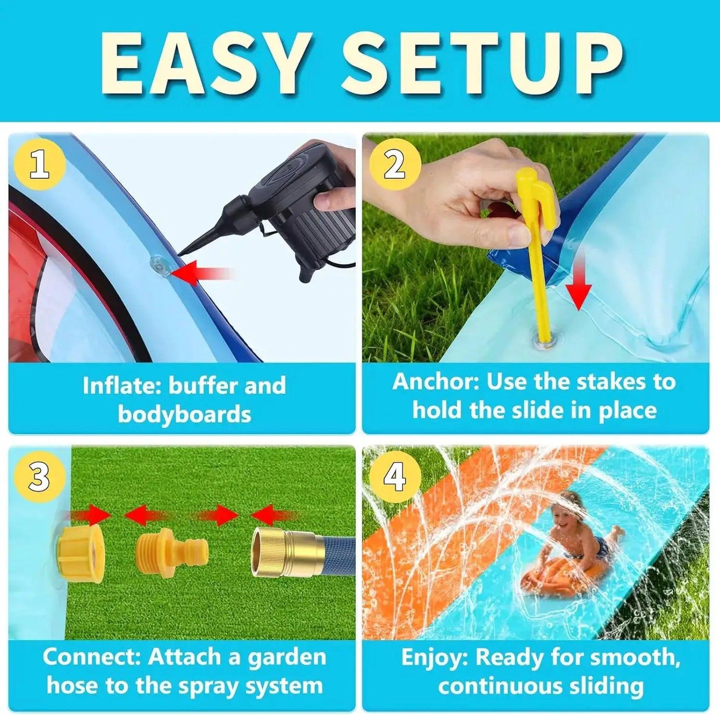 Adult Lawn Water Slide Built In Sprinkler - ToylandEU™
