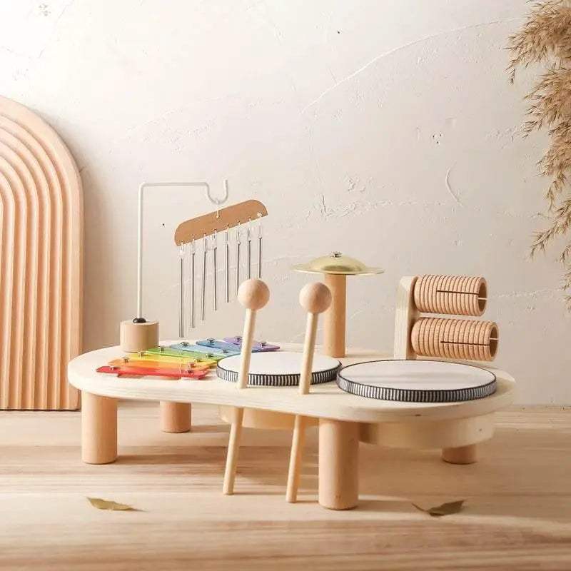 Baby Educational Toys Wooden Aeolian Bells Montessori Musical Toys Xylophone Newborn Birthday Gifts Music Table Toys - ToylandEU
