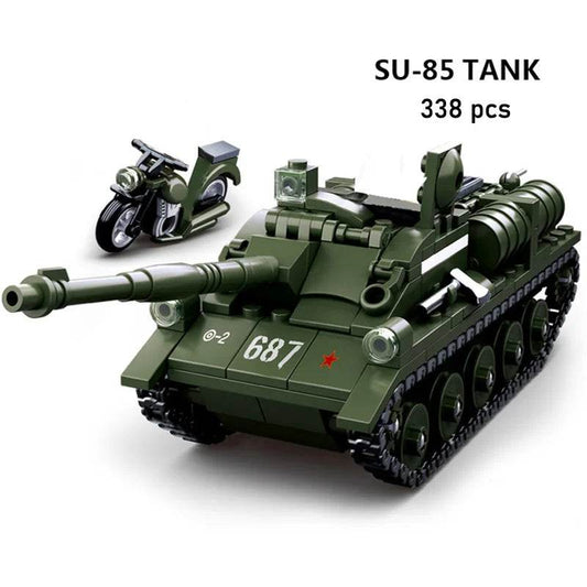 Airplane Plane Bomber Model Construction Toys Military Panzer Tank WW2 Aircraft Army Truck Armored Car Building Blocks For Kids - ToylandEU