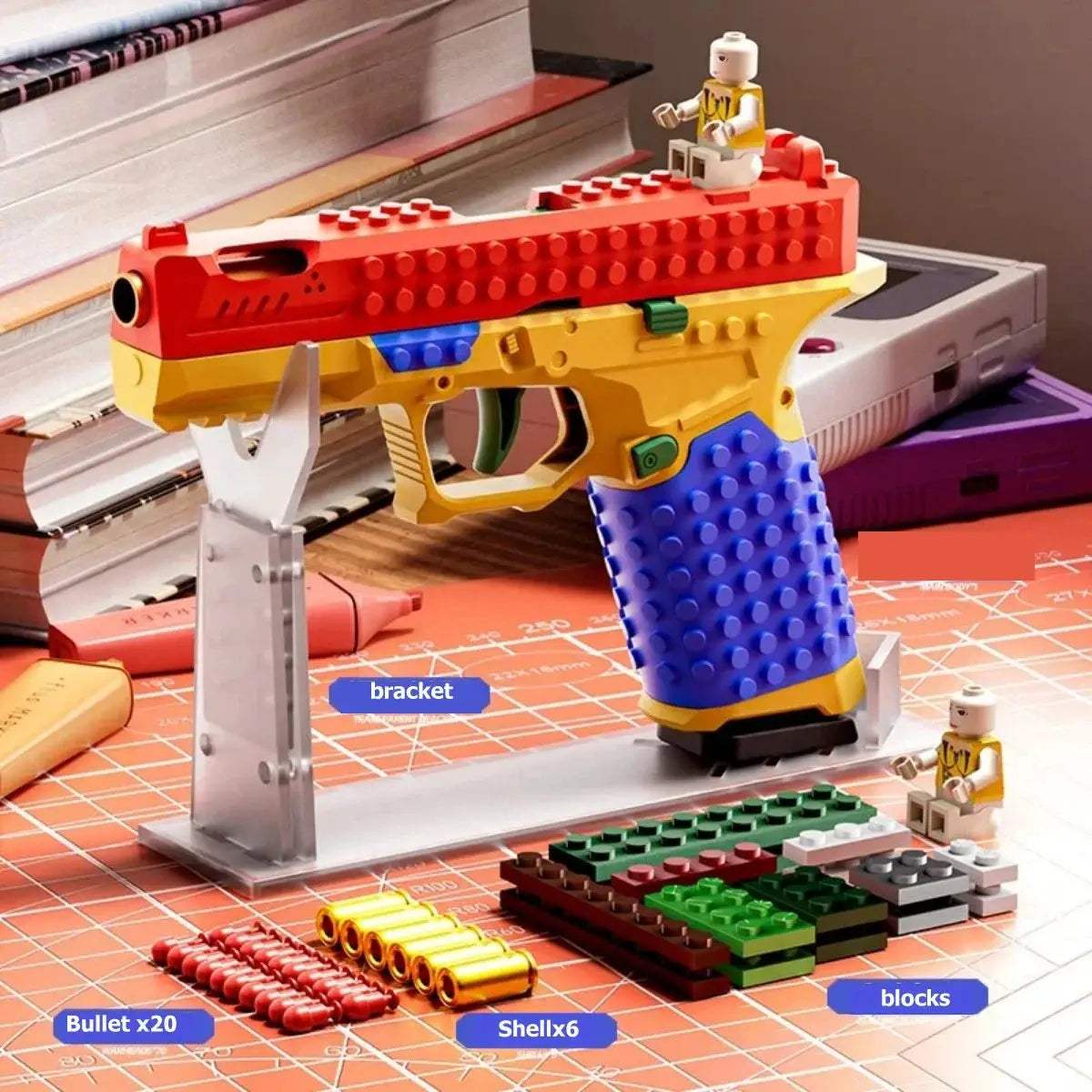 Hanging Toy Gun Continuous Firing Building Block Pistol Shell Throwing Airsoft Blowback Empty Outdoor CS Weapon for Boys Adult - ToylandEU