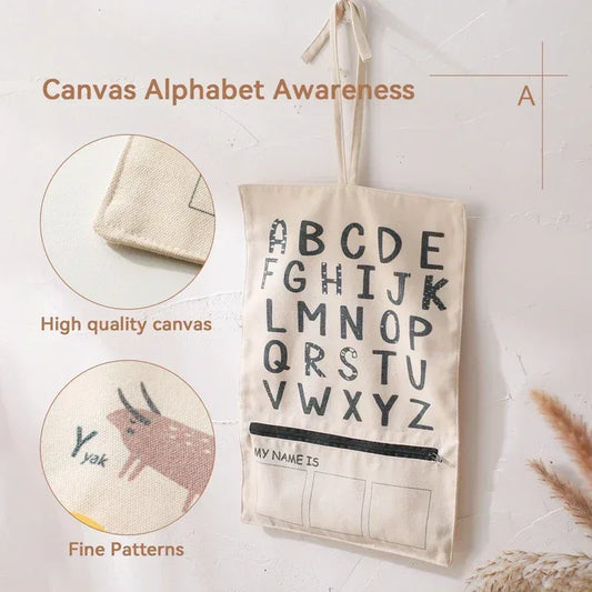 Alphabet Recognition Card Canvas Bag Set for Montessori Education ABC Cards and Canvas Storage Bag - ToylandEU