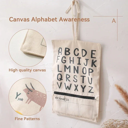 Alphabet Recognition Card Canvas Bag Set for Montessori Education ABC Cards and Canvas Storage Bag - ToylandEU