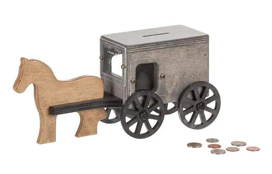 Amish-Made Wooden Horse & Buggy Penny Piggy Bank - ToylandEU