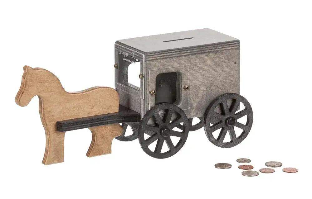 Amish-Made Wooden Horse & Buggy Penny Piggy Bank - ToylandEU