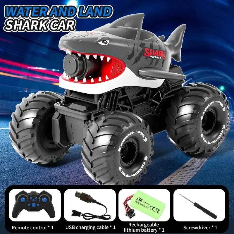 Amphibious RC Car Shark Waterproof With 10m Range Water Gun - ToylandEU
