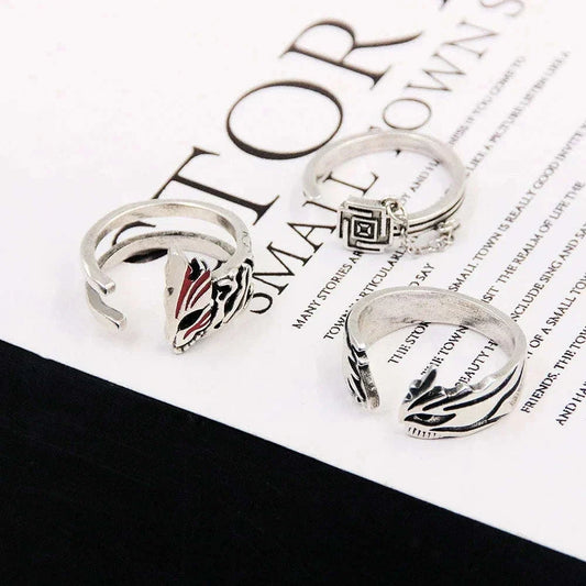 Anime Bleach Cosplay Ring Kurosaki Ichigo Metal Adjustable Unisex Rings Jewelry Accessories