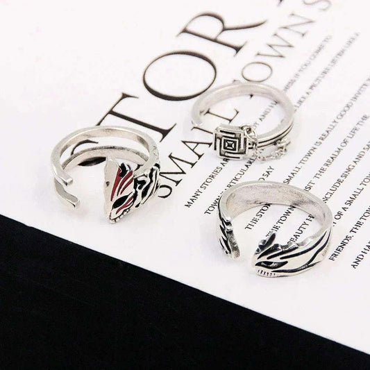 Anime Bleach Cosplay Ring Kurosaki Ichigo Metal Adjustable Unisex Rings Jewelry Accessories