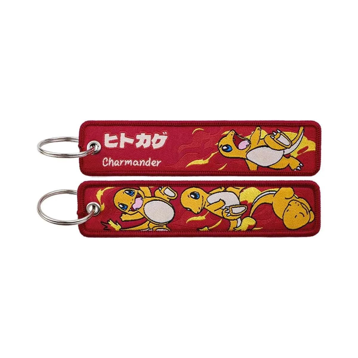 Anime Pokemon Key Chain Embroidery Key Fobs Cartoon Keychains for Car Key Ring Accessories
