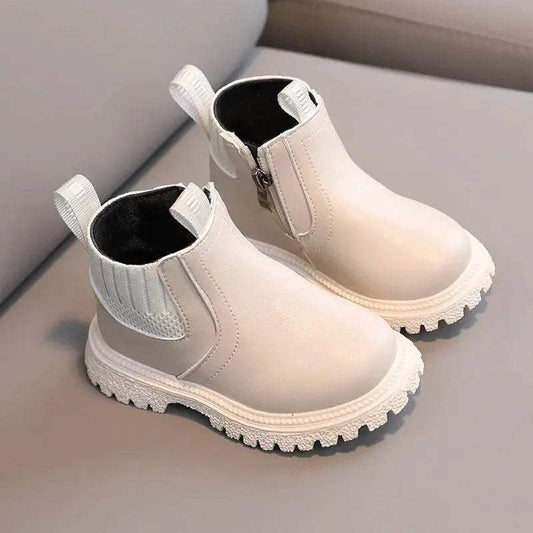 Kids Warm PU Leather Ankle Boots with Side Zipper - Anti-Slip Snow Shoes for Girls and Boys - ToylandEU™