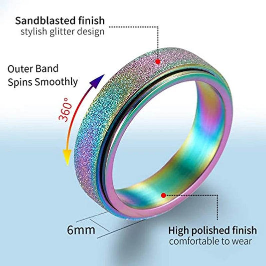 Anxiety Rings Toys For Kid Adult Stress Relief Stainless Steel Spinner Ring For ADHD Autism Chain Ring Stress Relief Fidget Toys - ToylandEU