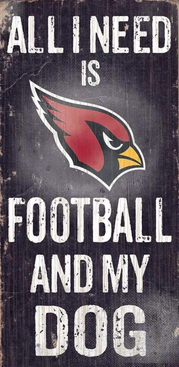 Arizona Cardinals Wood Sign Football and Dog 12x6 Inches - ToylandEU™