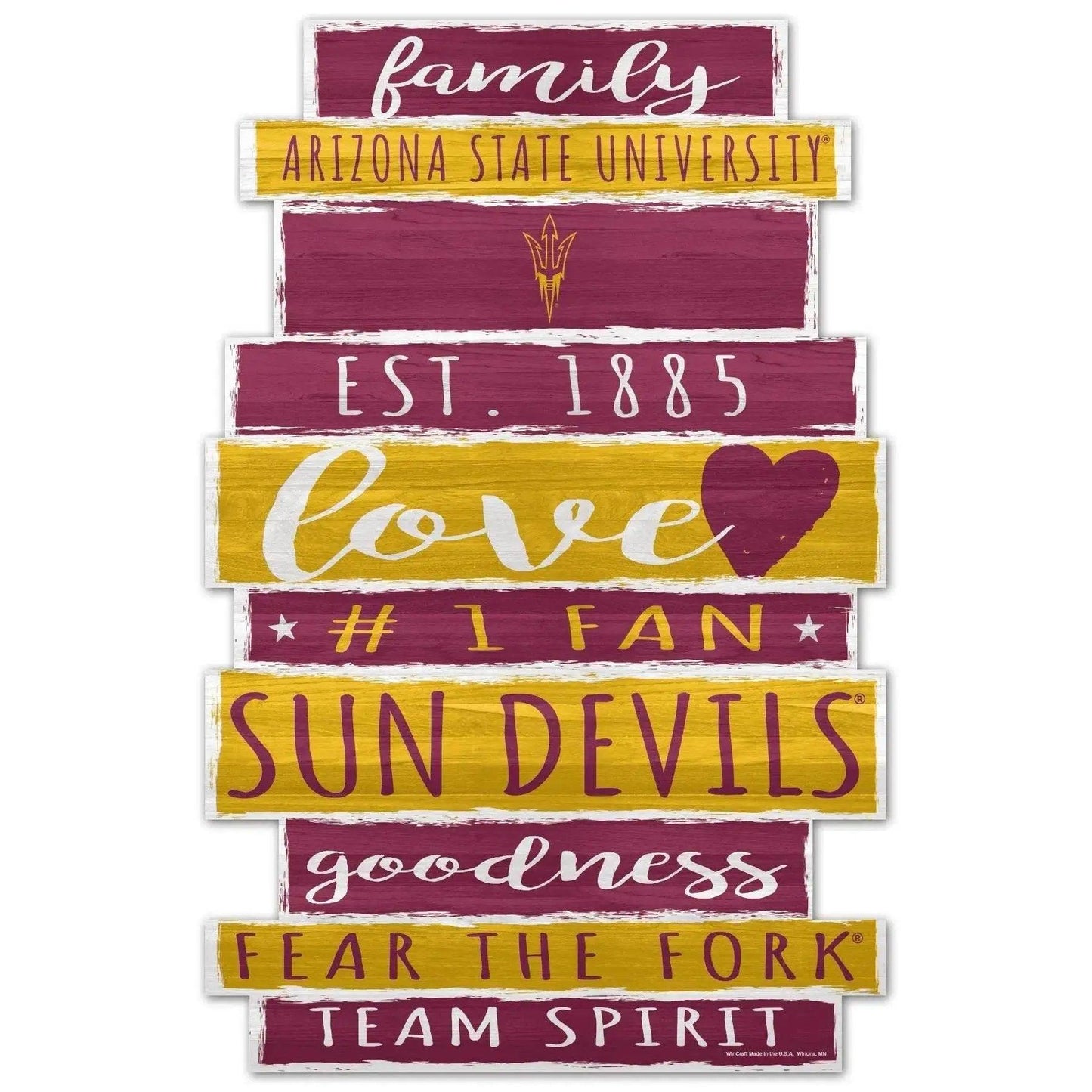 Arizona State Sun Devils 11x17 Wood Family Word Design Sign - ToylandEU™