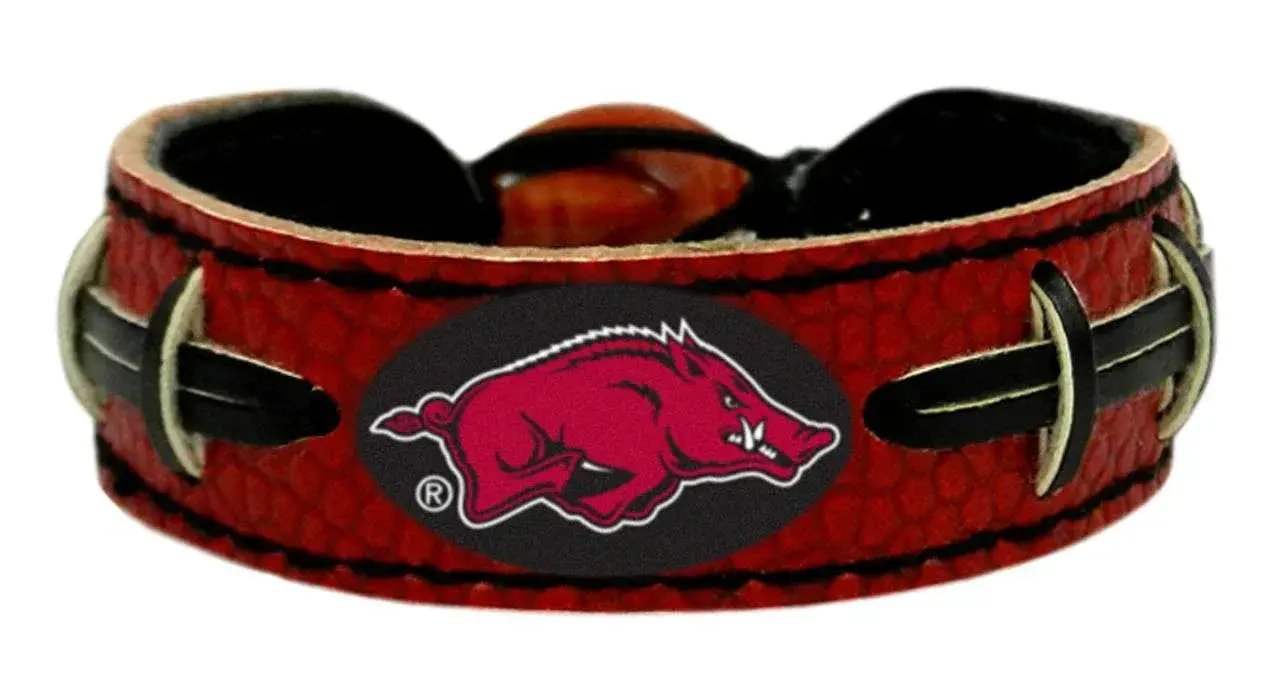 Arkansas Razorbacks Leather Bracelet Team Color Football - ToylandEU™