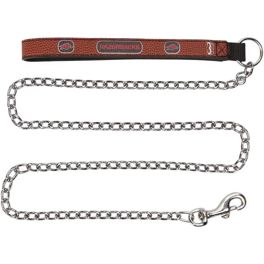 Arkansas Razorbacks Leather Chain Football Pet Leash Large - ToylandEU™