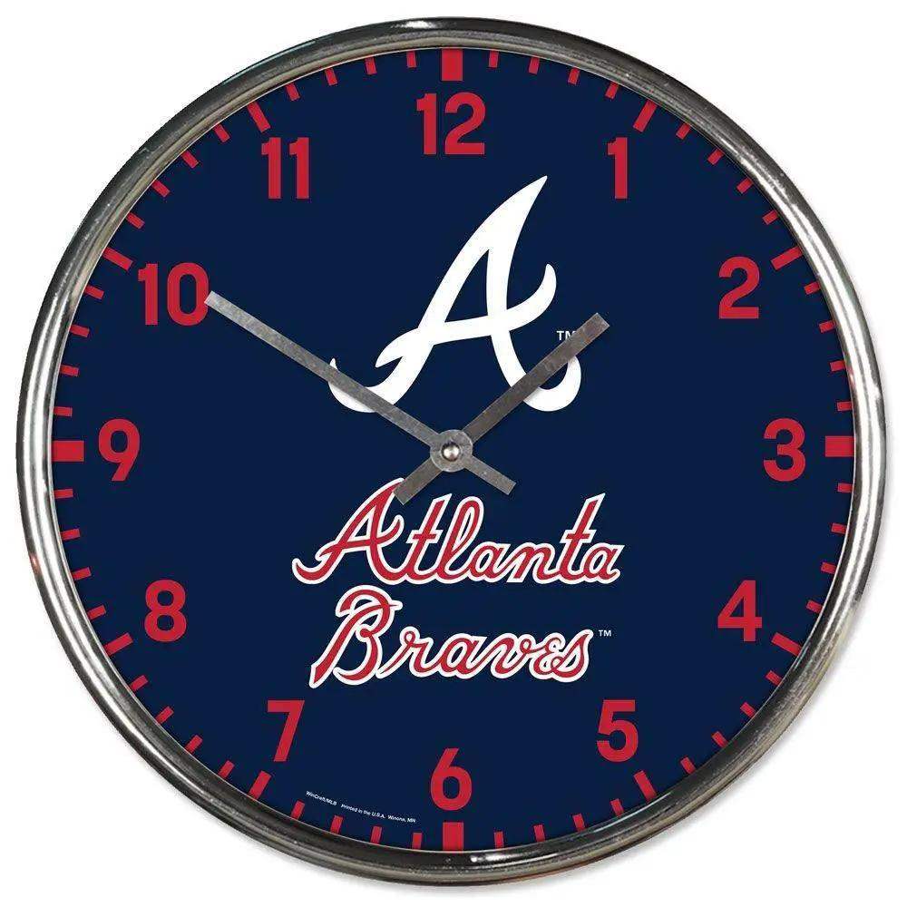 Atlanta Braves Round Wall Clock Chrome Finish Twelve Inch - ToylandEU™