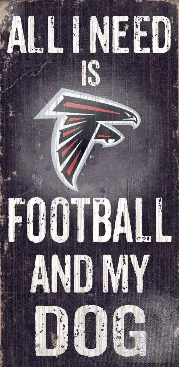 Atlanta Falcons Wood Sign Football And Dog 6x12 With Rope - ToylandEU™