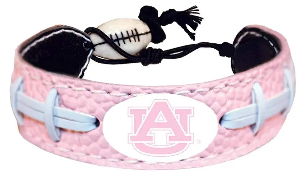Auburn Tigers Pink Football Leather Bracelet Ceramic Bead - ToylandEU™