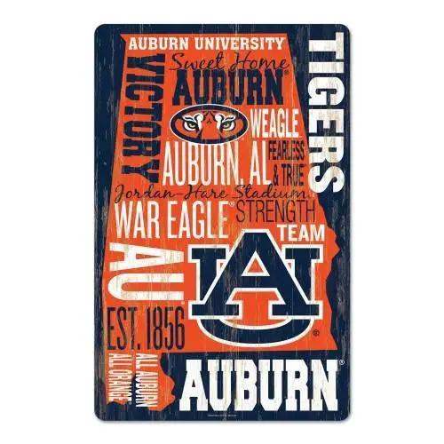 Auburn Tigers Sign 11x17 Wood Wordage Design With Colors - ToylandEU™