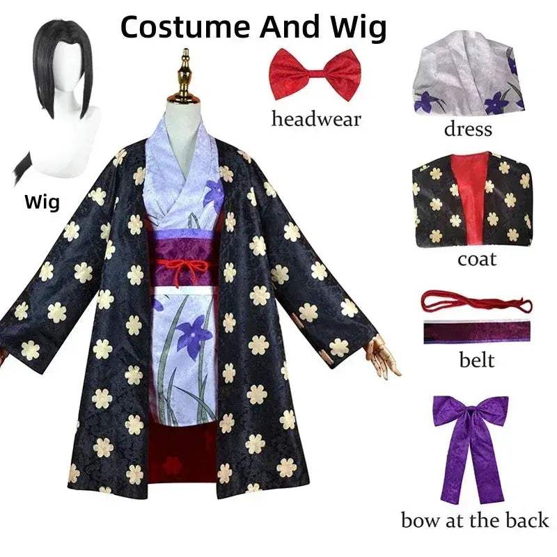 Authentic Nico Robin Cosplay Costume With Kimono Dress Wig - ToylandEU