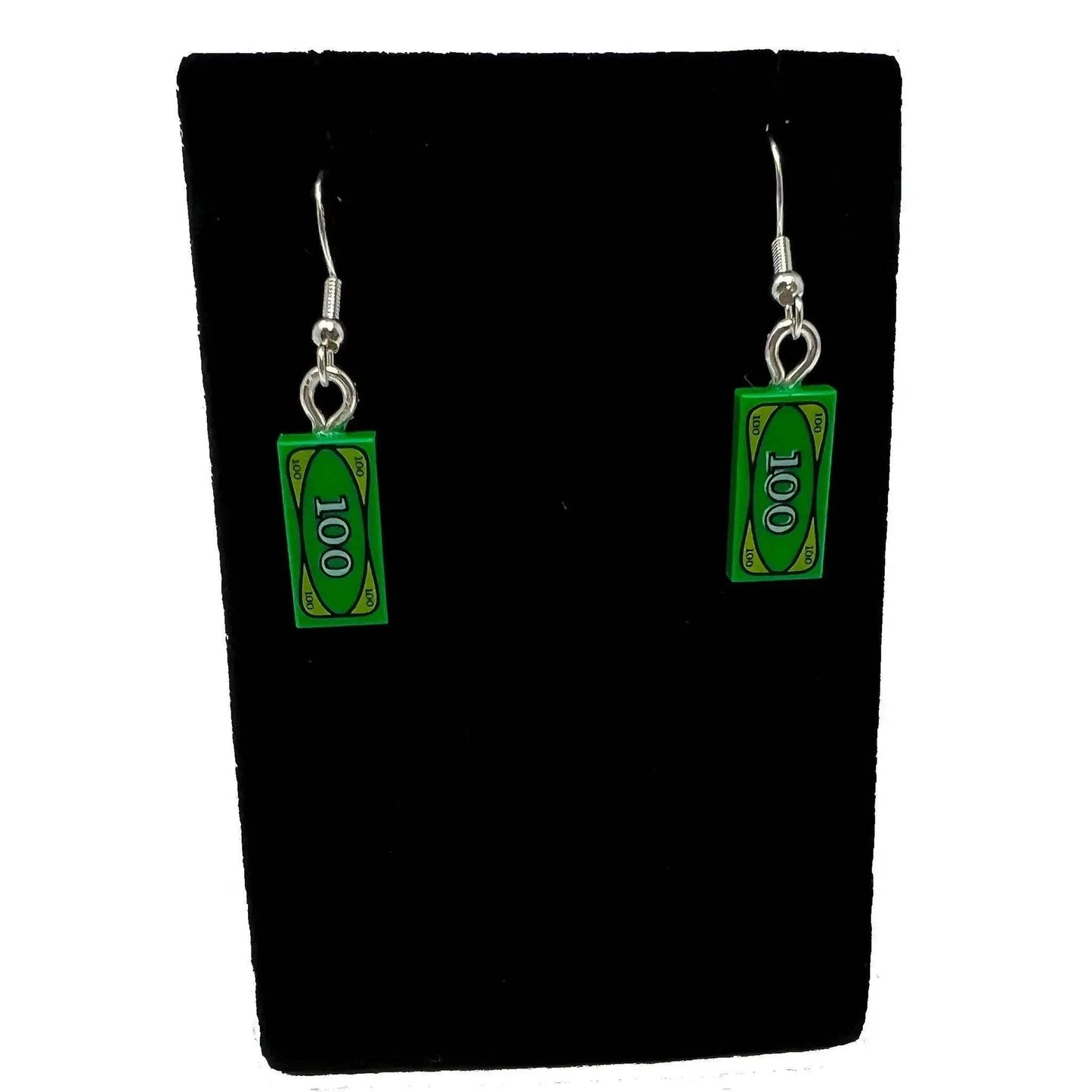 Lego Brick 100 Dollar Bill Earrings Made From Authentic Parts - ToylandEU