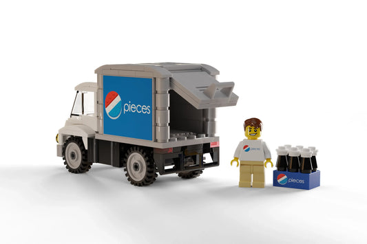 LEGO Delivery Truck With Figure, Soda Vending Vehicle, Custom Printed Torso and Decals, Includes Figure Driver - ToylandEU