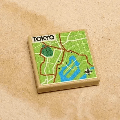 Custom Printed Tokyo Japan Map on Official LEGO 2x2 Tile - ToylandEU