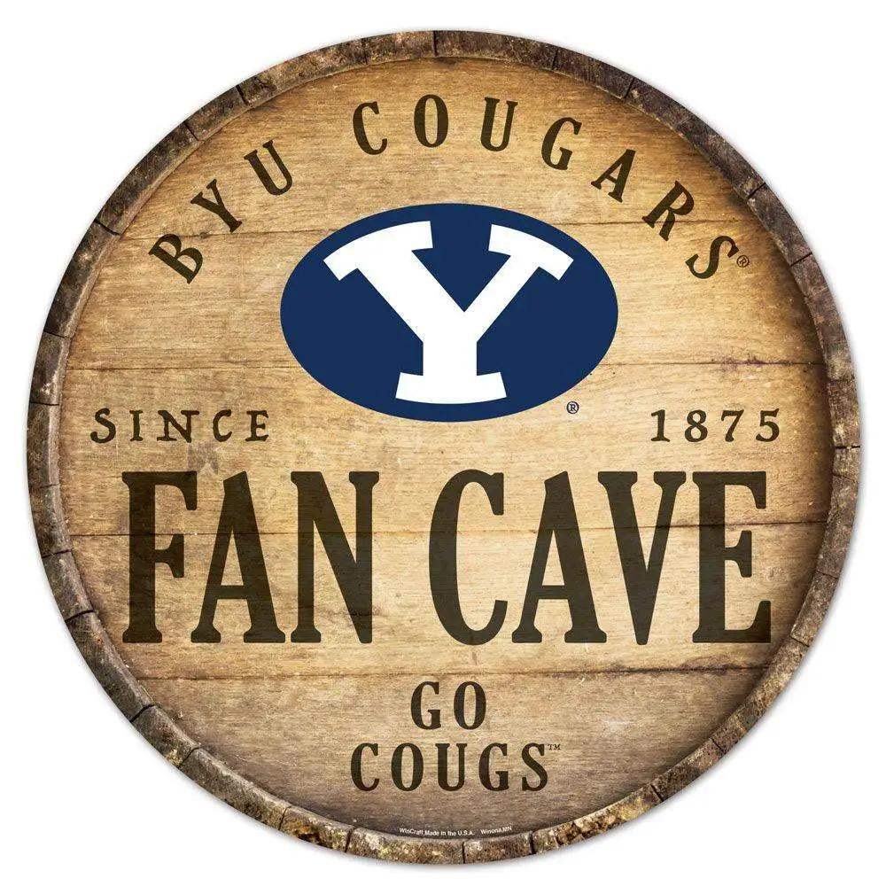 BYU Cougars Wood Sign Round Barrel Top 14 Inch Decor - ToylandEU™