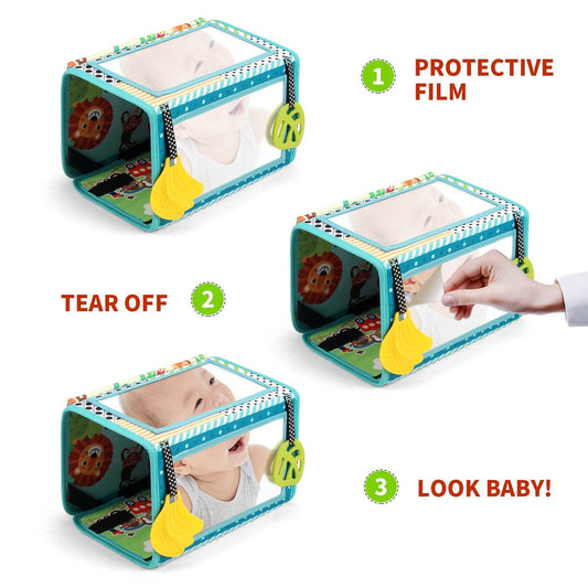 Baby Cloth Book with Distorting Mirror Soft Cartoon Parent Child Interactive Sensory Educational Montessori Toy - ToylandEU