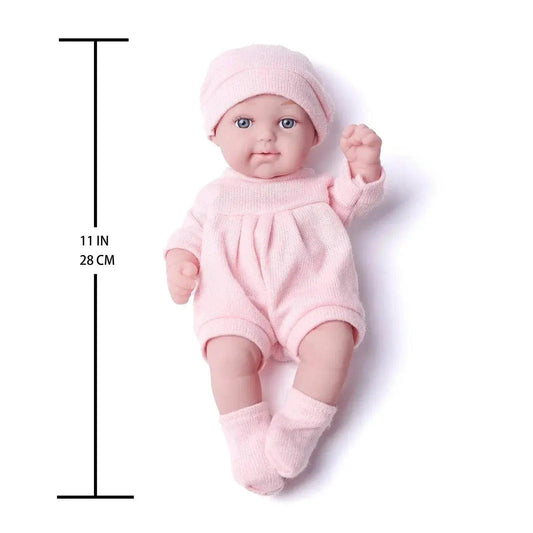 11Inches Realistic Simulation Newborn Baby Dolls with Pink Hat and Clothes for Girl's Birthday Gift - ToylandEU™