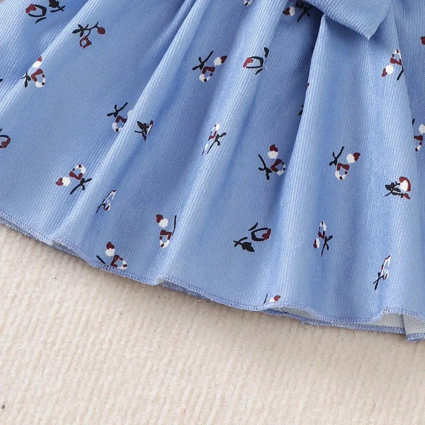 Baby Dress Blue Bow Soft Crushed Fabric Long Sleeve - ToylandEU™