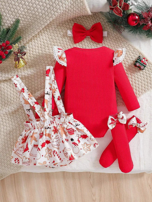 Baby Girl Christmas Jumpsuit With Ruffles - ToylandEU™