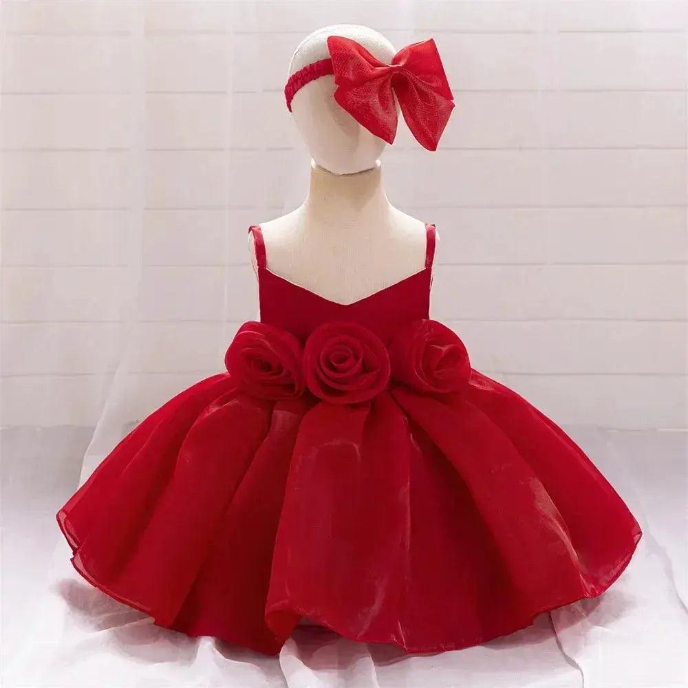 Baby Girl Dress Big Flower Pink Birthday Baptism - ToylandEU™