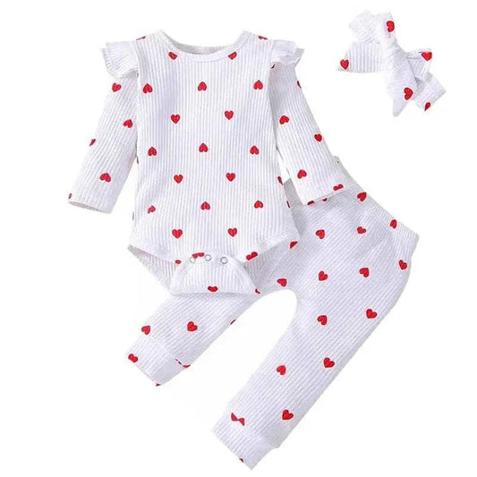 Baby Girl Outfit Set Cotton Bodysuit Pants Headband - ToylandEU™