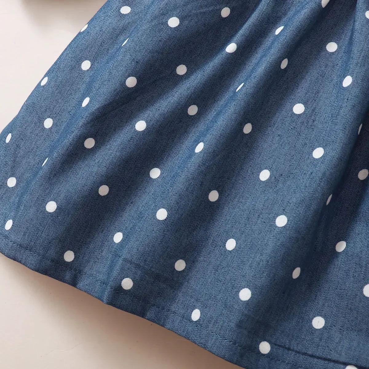 Baby Girl Polka Dot Dress Long Sleeve Ruched Edges - ToylandEU™