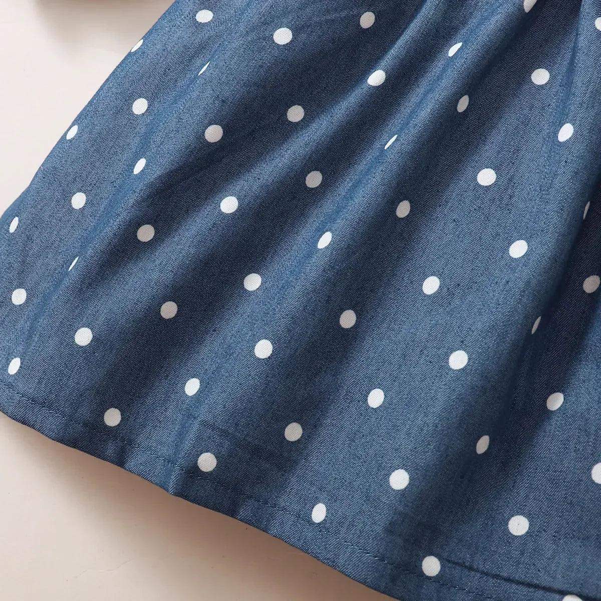 Baby Girl Polka Dot Long Sleeve Dress With Ruched Edges - ToylandEU
