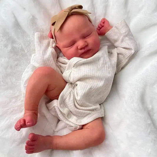 Baby Quinlyn Already Finished Paint Soft Touch Lifelike Sleeping Reborn Doll with Visible Veins Hand Draw Hair - ToylandEU