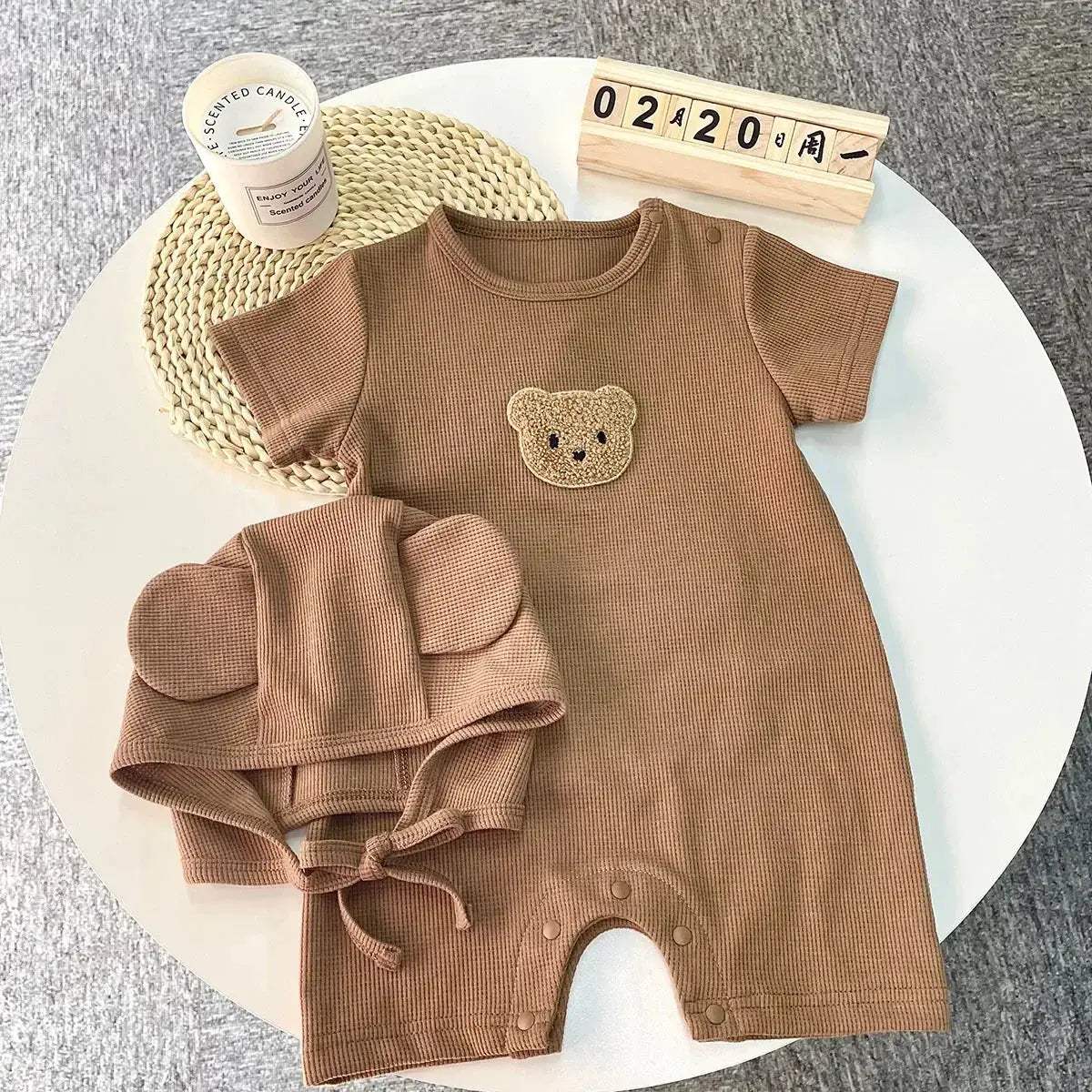 Cotton Baby Romper Set With Hat Unisex Summer Comfort - ToylandEU™